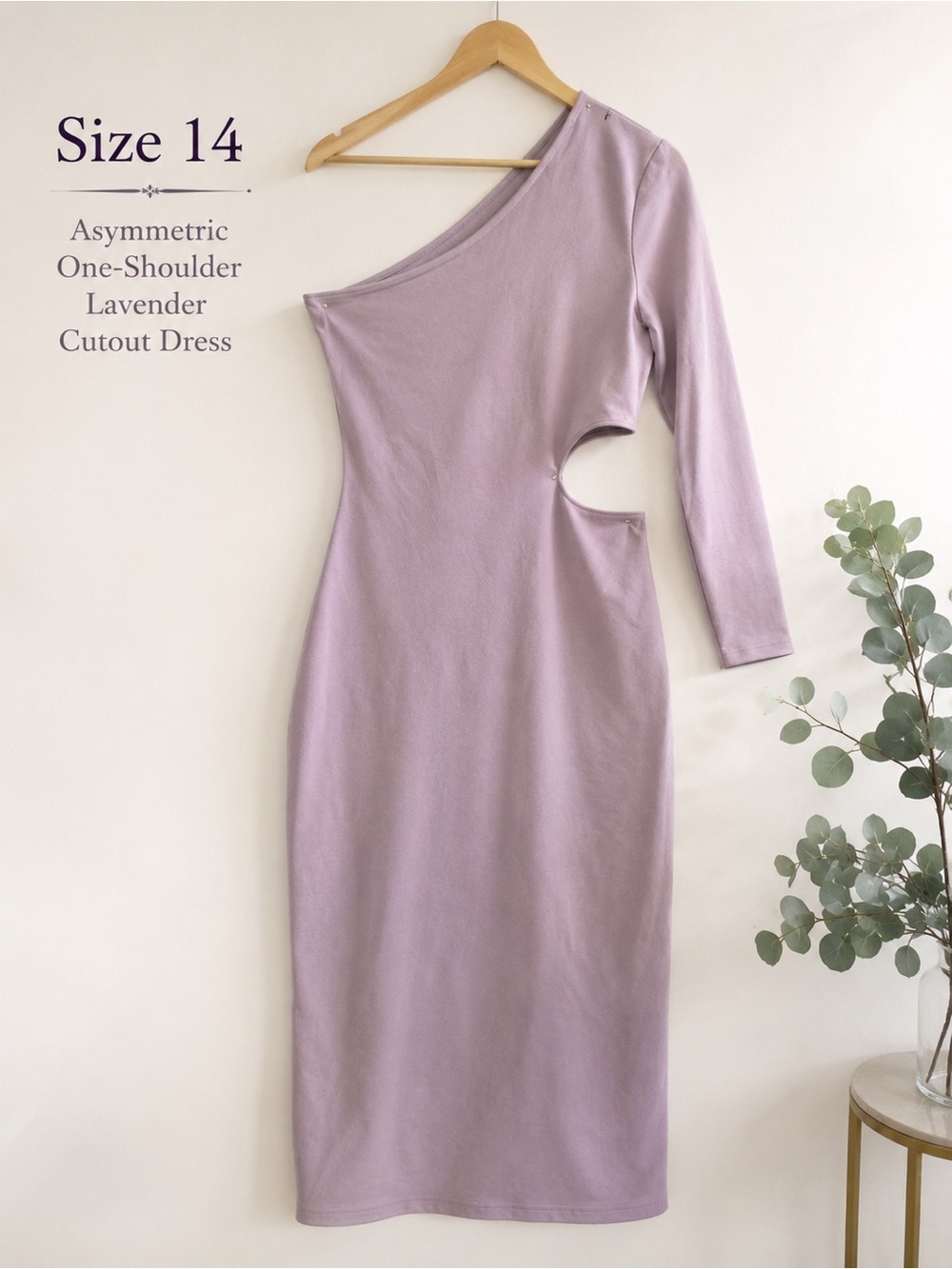 Asymmetric One-Shoulder Lavender Cutout Dress